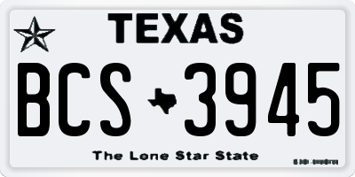 TX license plate BCS3945