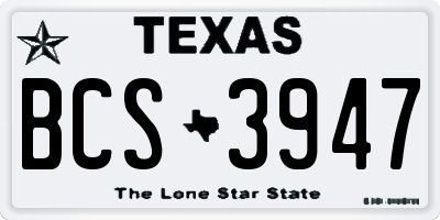 TX license plate BCS3947