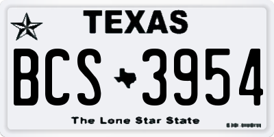 TX license plate BCS3954