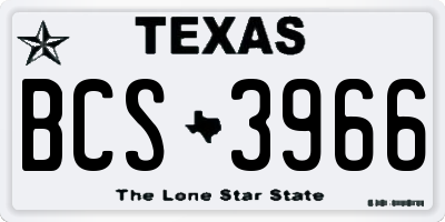 TX license plate BCS3966