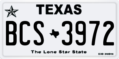 TX license plate BCS3972