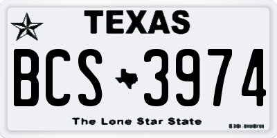 TX license plate BCS3974