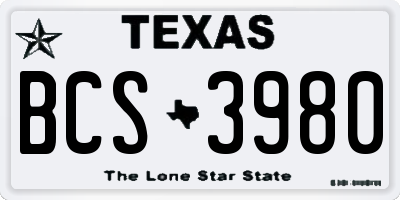 TX license plate BCS3980