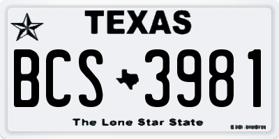 TX license plate BCS3981