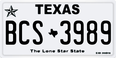 TX license plate BCS3989