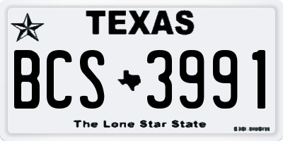 TX license plate BCS3991