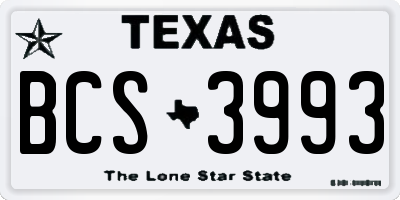 TX license plate BCS3993