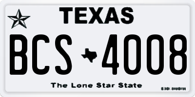 TX license plate BCS4008