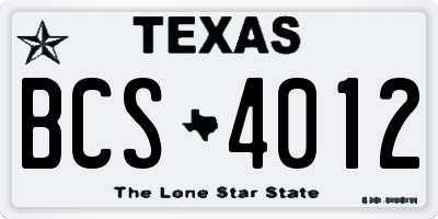 TX license plate BCS4012