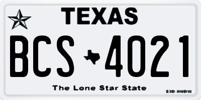 TX license plate BCS4021