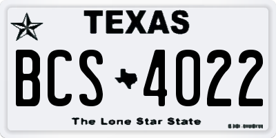 TX license plate BCS4022
