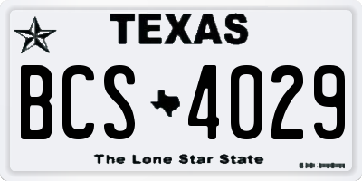 TX license plate BCS4029