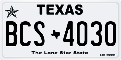 TX license plate BCS4030