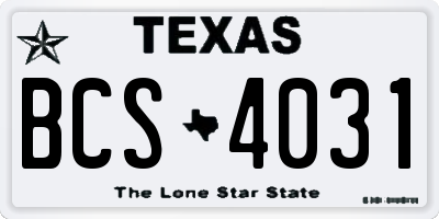 TX license plate BCS4031