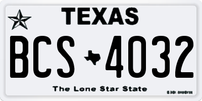 TX license plate BCS4032