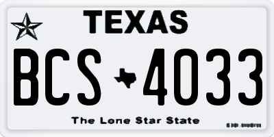 TX license plate BCS4033