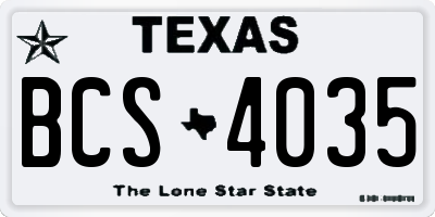 TX license plate BCS4035