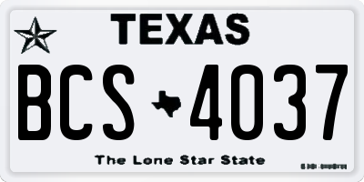 TX license plate BCS4037