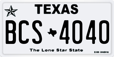 TX license plate BCS4040
