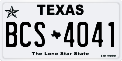 TX license plate BCS4041