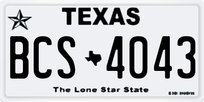 TX license plate BCS4043