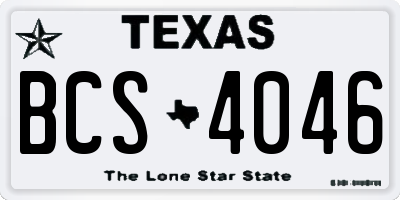 TX license plate BCS4046