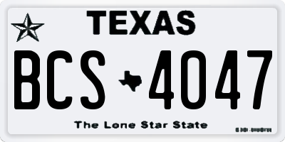 TX license plate BCS4047