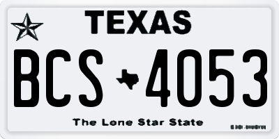 TX license plate BCS4053