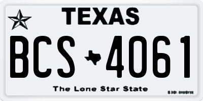 TX license plate BCS4061