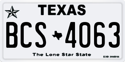 TX license plate BCS4063