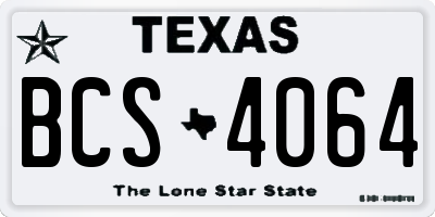 TX license plate BCS4064