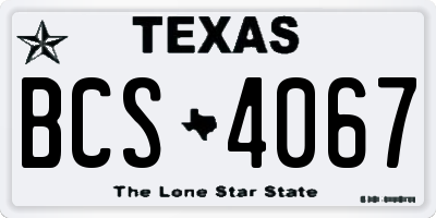 TX license plate BCS4067
