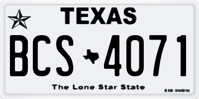 TX license plate BCS4071