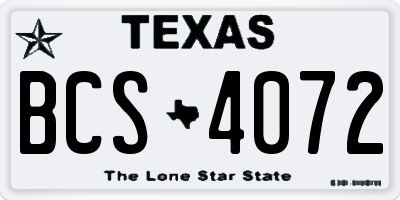 TX license plate BCS4072