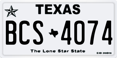 TX license plate BCS4074