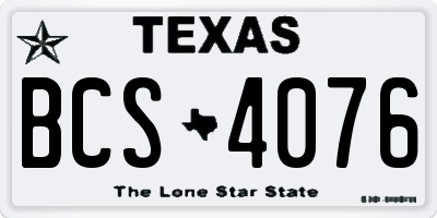 TX license plate BCS4076