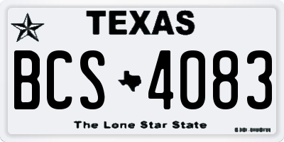 TX license plate BCS4083