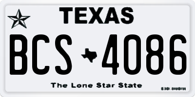 TX license plate BCS4086