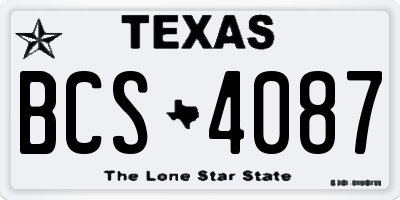 TX license plate BCS4087