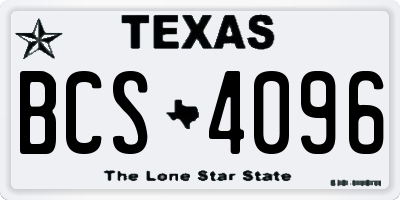 TX license plate BCS4096