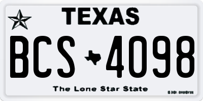 TX license plate BCS4098
