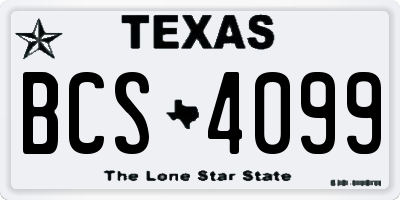 TX license plate BCS4099
