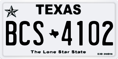 TX license plate BCS4102