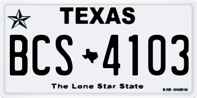 TX license plate BCS4103