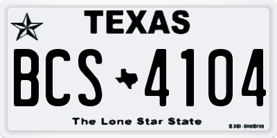 TX license plate BCS4104
