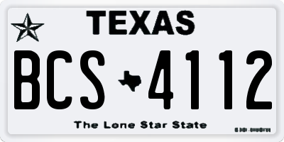 TX license plate BCS4112