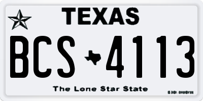 TX license plate BCS4113