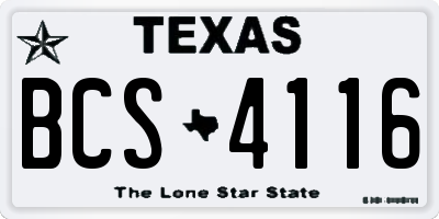 TX license plate BCS4116