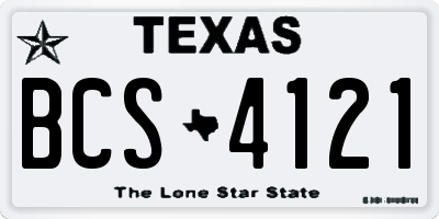 TX license plate BCS4121