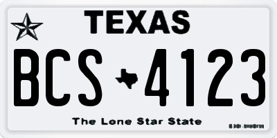 TX license plate BCS4123